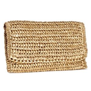 H&M Gold Woven Clutch! New!